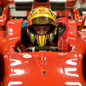 Vanetino Rossi teste une F1 Ferrari