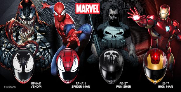 Casque HJC Marvel : Spider-man, Venom, Punisher, Iron Man